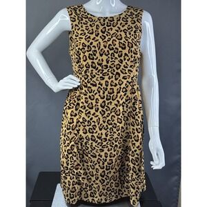 Gap Short Sleeve Leopard Animal Print Dress w/Pockets Size 8 Petite EUC